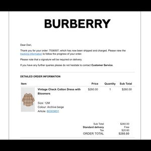 Burberry vintage check cotton dress with bloomers